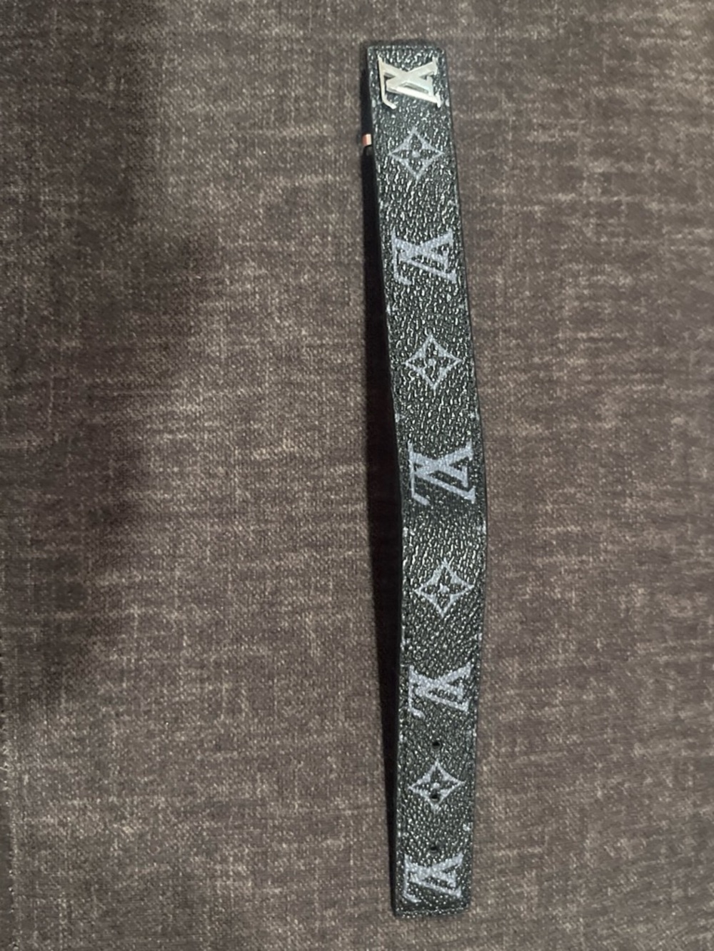 Louis Vuitton Black Monogram Strap with Gray Logos